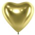Шары сердечки латексные B139 хром, золото 50 шт. (12"/30 см)